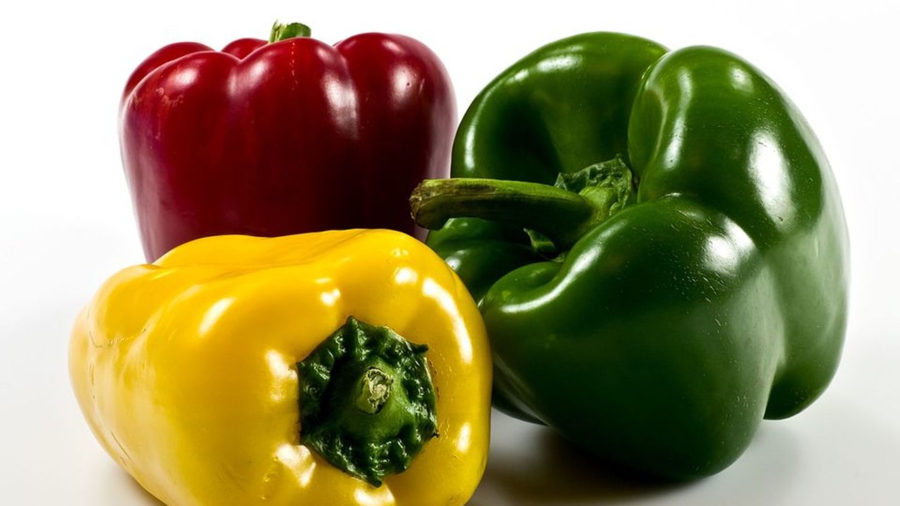 Red, yellow and green bell peppers